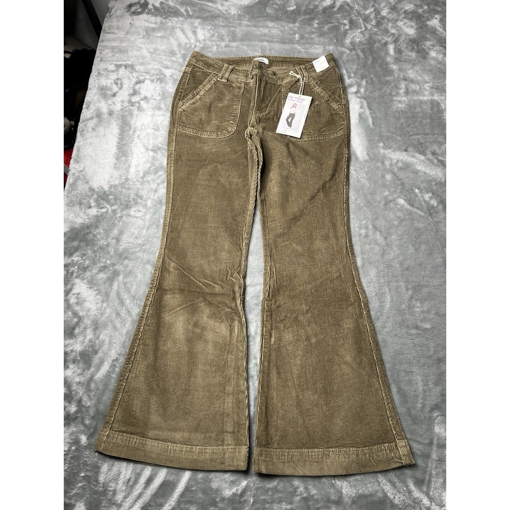 Simple Society Pants Women Size 13/31 Low Rise Flare‎ Corduroy Boho NWT Brown